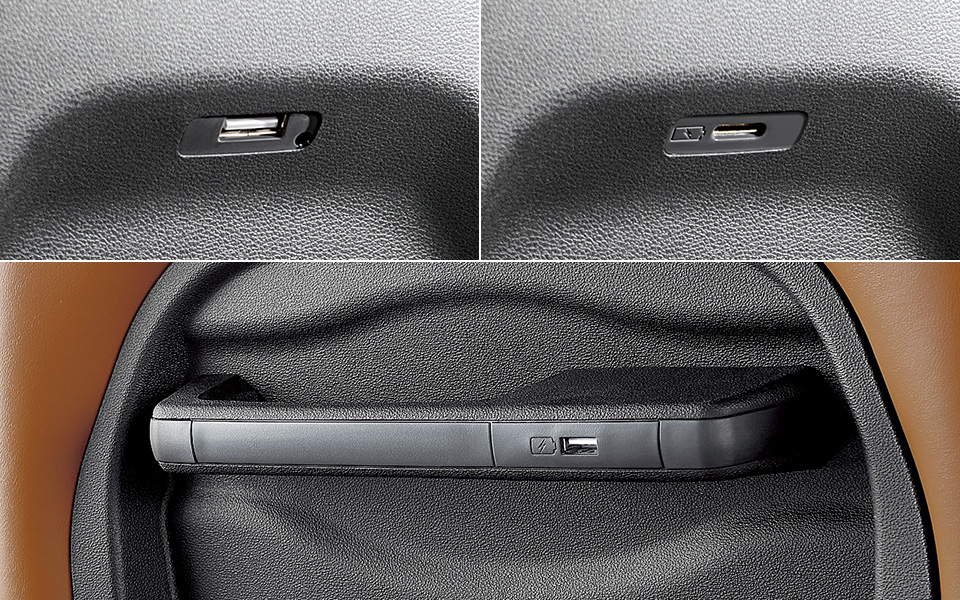 유니버스 승객석 USB 포트 A타입 및 C타입(선택), 핸드그립 타입 USB (MS-E)